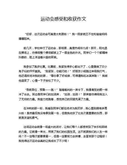 运动会感受和收获作文