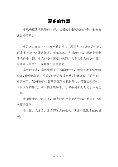 家乡的竹园_三年级作文