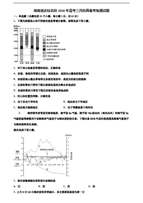 海南省达标名校2018年高考三月仿真备考地理试题含解析