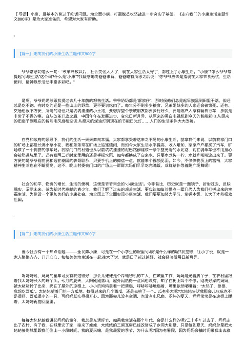 走向我们的小康生活主题作文800字