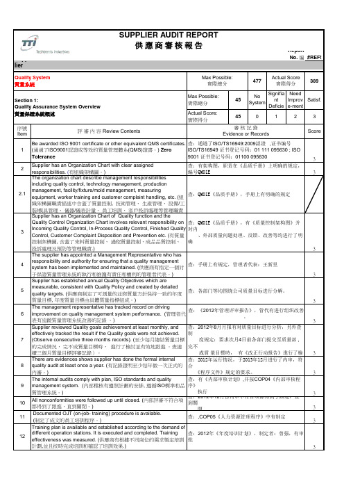 供应商审核报告