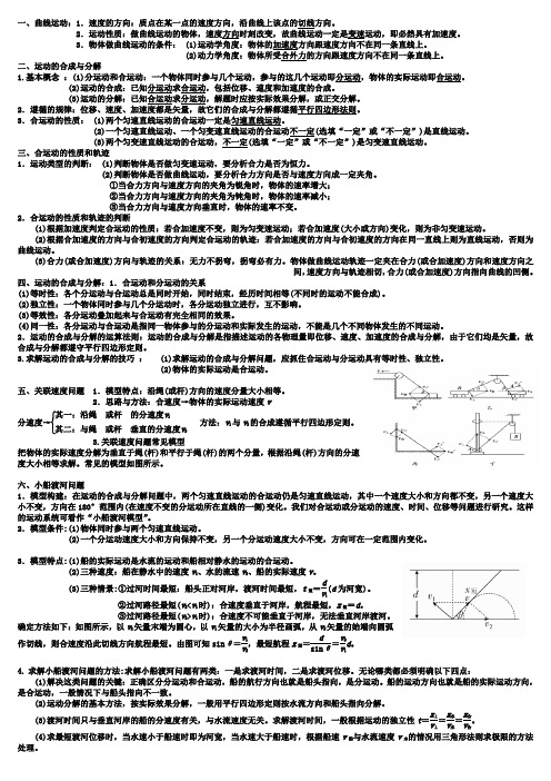 高中物理复习 曲线运动 运动的合成与分解