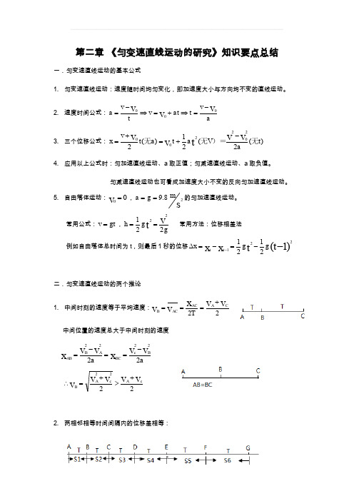 匀变速直线运动的研究知识要点总结