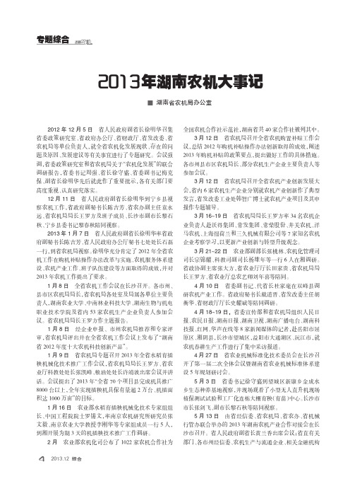 2013年湖南农机大事记