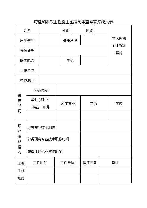 房建和市政工程施工图技防审查专家库成员表