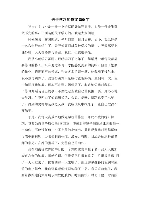 关于学习的作文800字