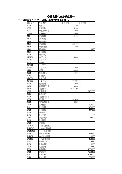 会电业务模拟题一答案