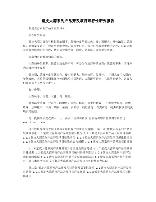 紫皮大蒜系列产品开发项目可行性研究报告