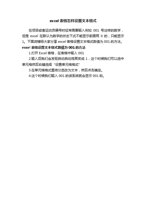 excel表格怎样设置文本格式