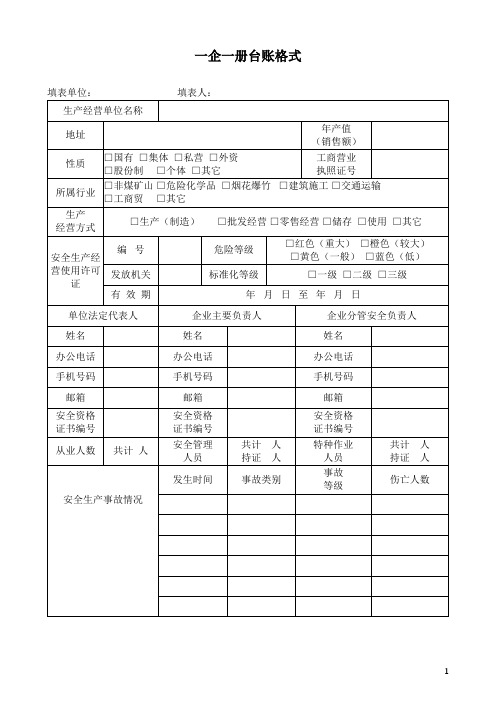 一企一册台账格式