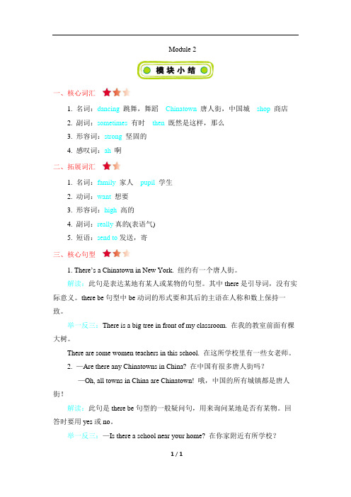 外研版(三起点)小学六年级英语上册Module2_知识清单