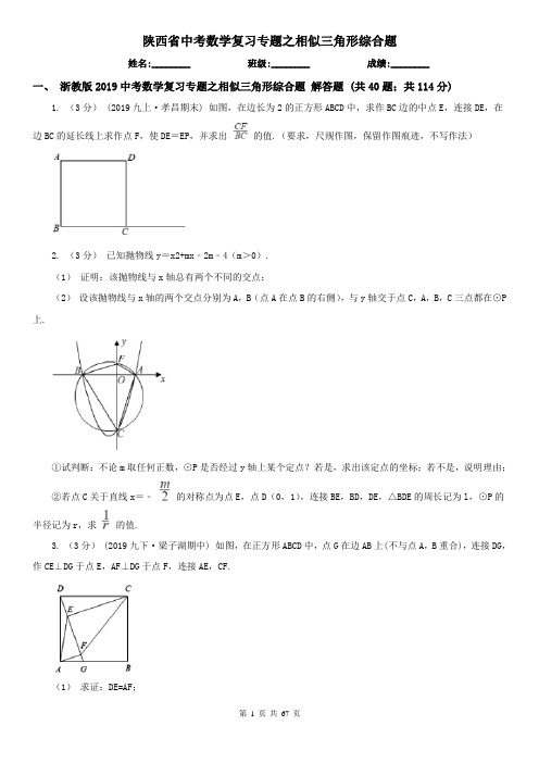 陕西省中考数学复习专题之相似三角形综合题