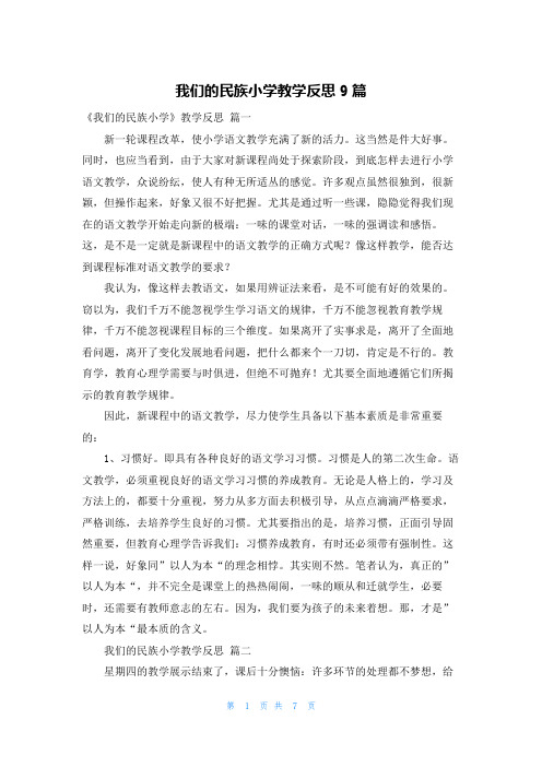 我们的民族小学教学反思9篇