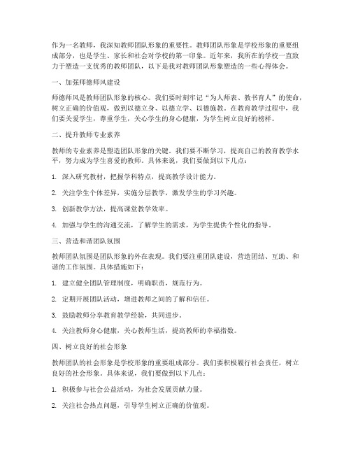 教师团队形象塑造心得体会