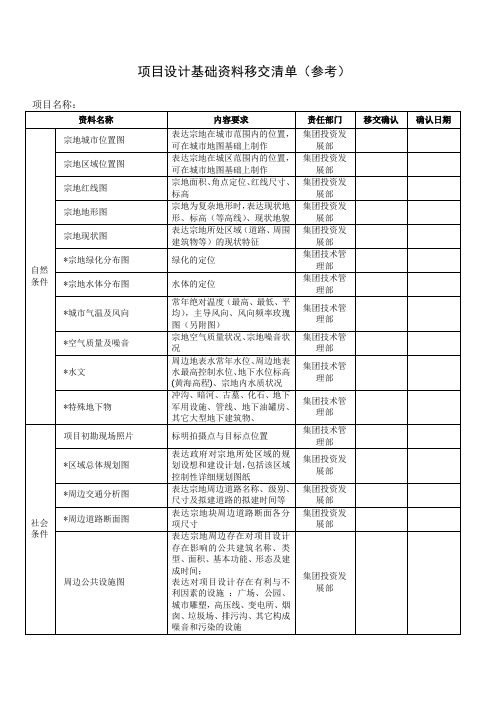 01、项目设计基础资料移交清单(参考)