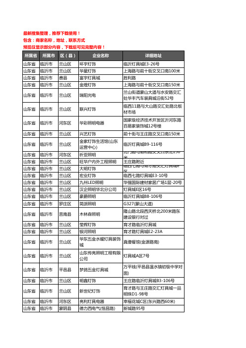 新版山东省临沂市灯饰企业公司商家户名录单联系方式地址大全1625家