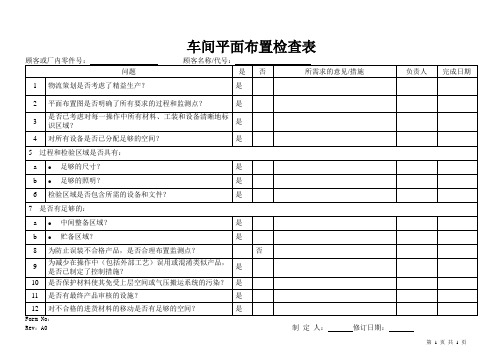 IATF16949体系车间平面布置检查表样板