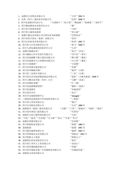 四川120家大集团公司名单