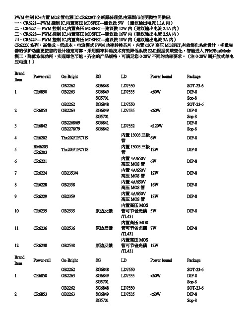 OB2263 IC对应表