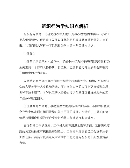 组织行为学知识点解析