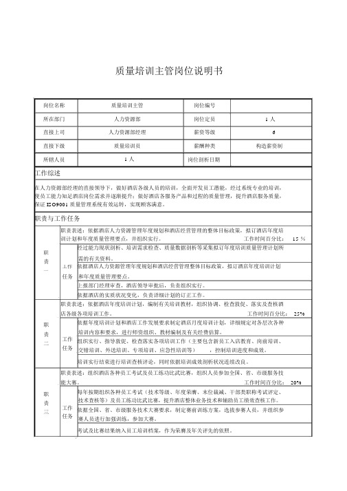 质量技术部岗位说明书大全000010)