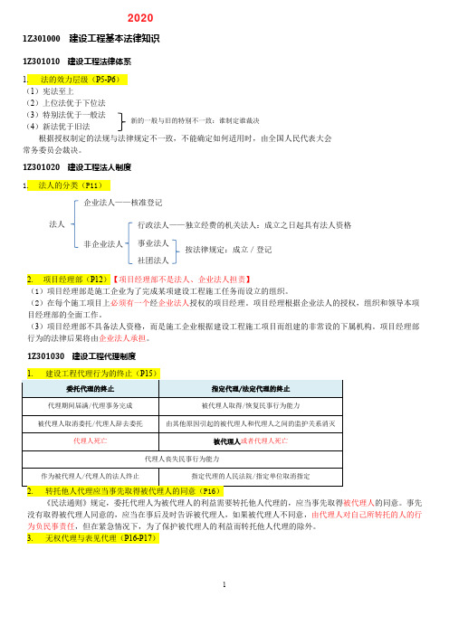 2020年一级建造师《法规》重要考点汇总