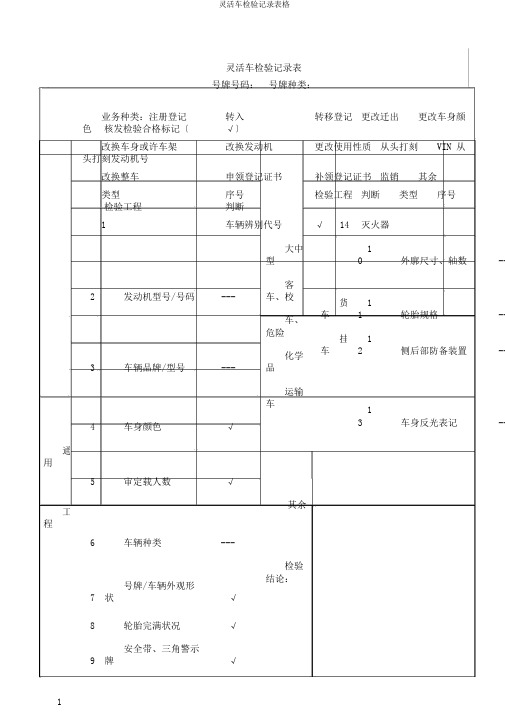 机动车查验记录表格