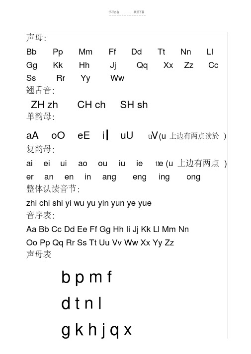 汉语拼音字母表详细