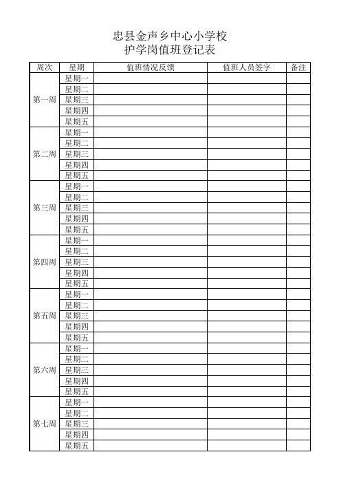 护学岗值班登记表