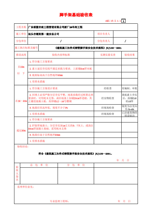 脚手架基础验收表1