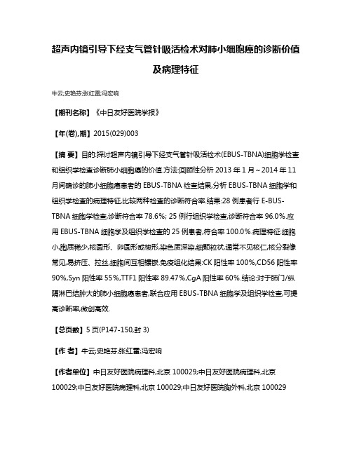 超声内镜引导下经支气管针吸活检术对肺小细胞癌的诊断价值及病理特征