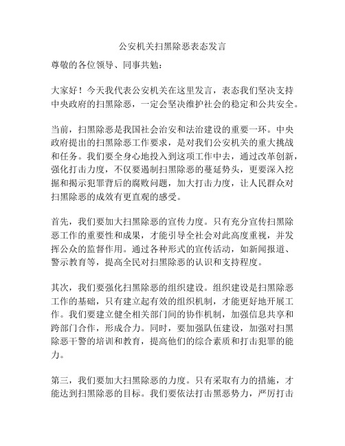 公安机关扫黑除恶表态发言