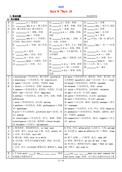 【火线100天】2015中考英语 第一部分 教材同步复习篇 第十九课时 九年级 Unit9-Unit