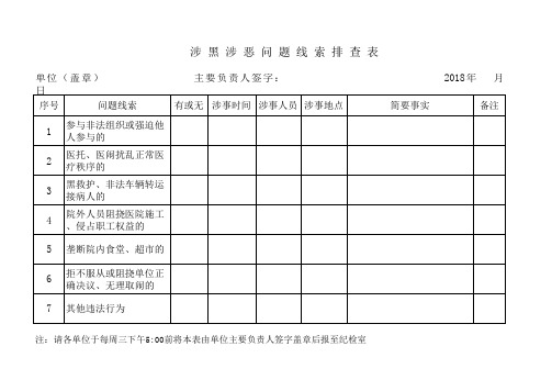 涉黑涉恶线索排查表