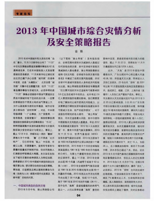 2013年中国城市综合灾情穷析及安全策略报告