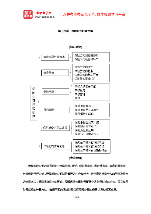 经济师《保险专业知识与实务(中级)》【知识框架+考试大纲+要点详解+过关练习】(保险公司经营管理)