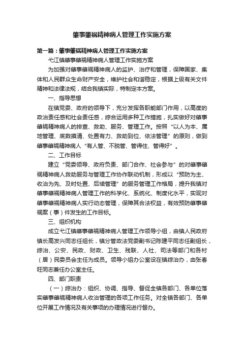 肇事肇祸精神病人管理工作实施方案