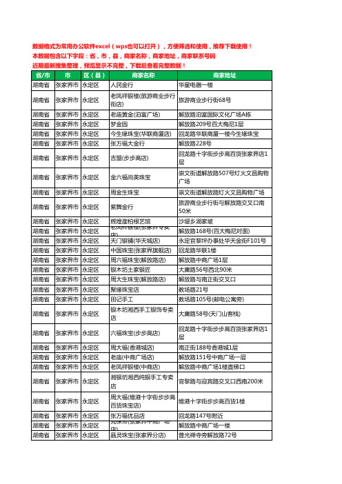 2020新版湖南省张家界市永定区珠宝工商企业公司商家名录名单黄页联系电话号码地址大全45家