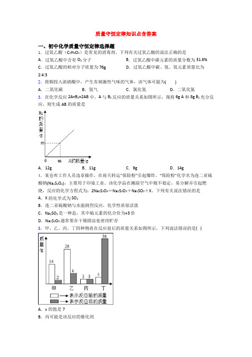 质量守恒定律知识点含答案