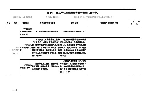 平安工地考核评价表(施工单位)