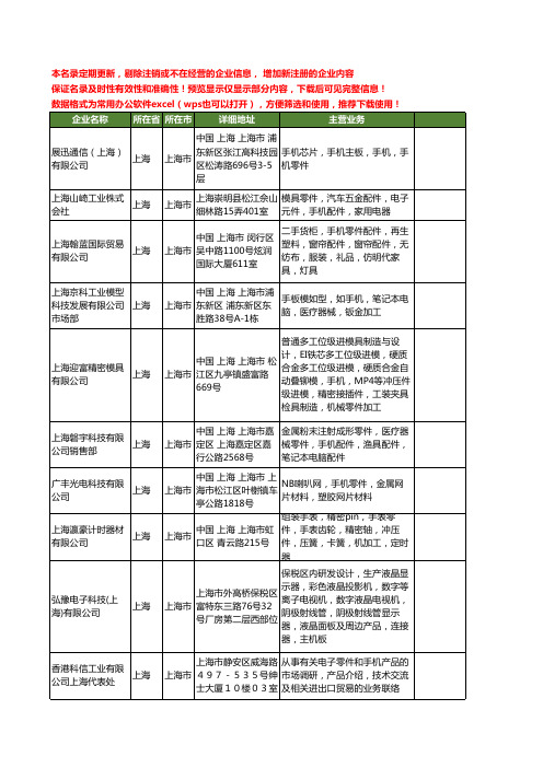 新版上海市手机零件工商企业公司商家名录名单联系方式大全25家