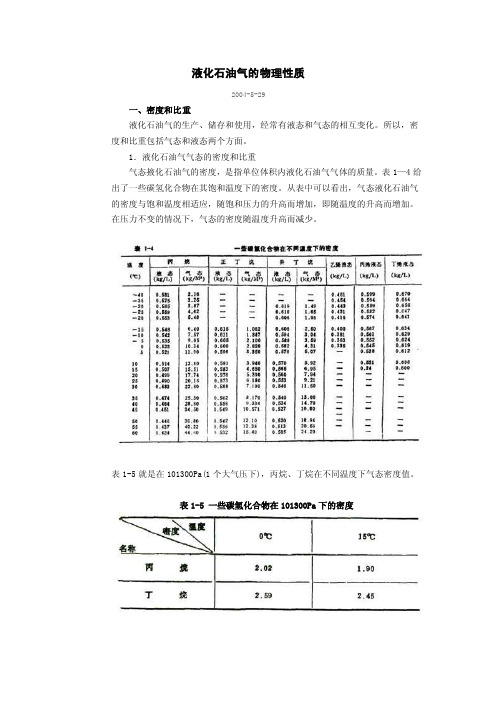 液化石油气物理性质