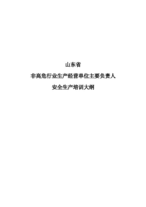 山东省非高危行业生产经营单位主要负责人安全生产培训大纲