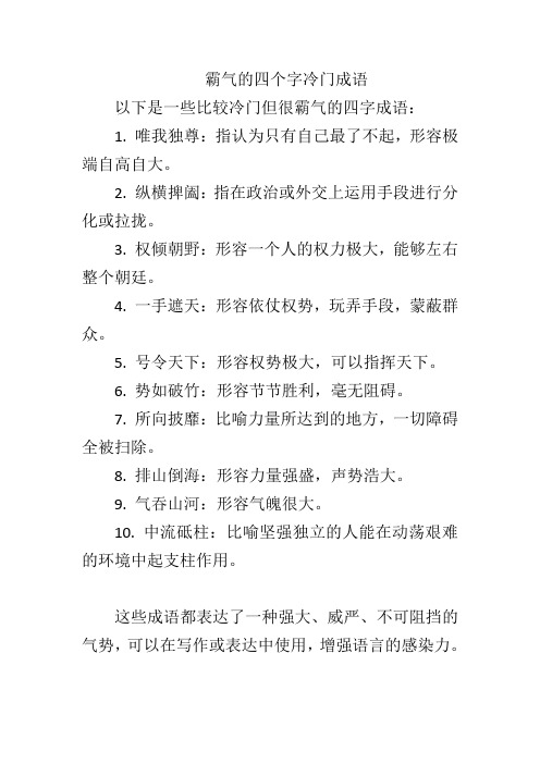 霸气的四个字冷门成语