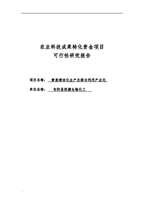 黄姜清洁化生产及综合利用产业化建设项目可行性实施报告