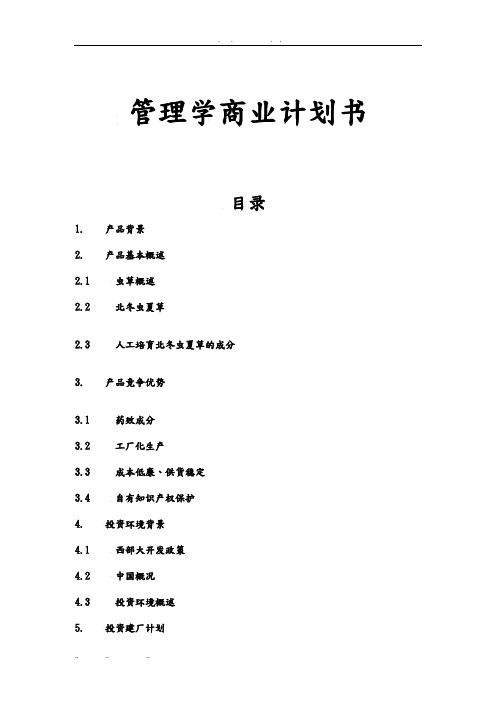 管理学商业实施计划书书