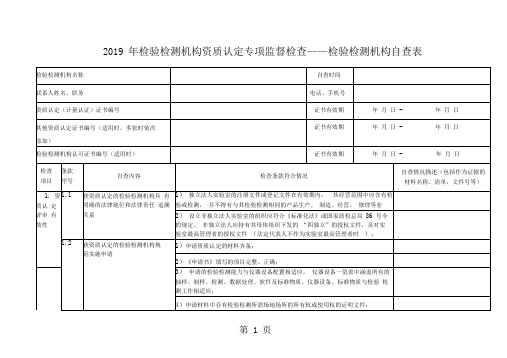 2019年检验检测机构资质认定专项监督检查——检验检测机构自查表-7页精选文档