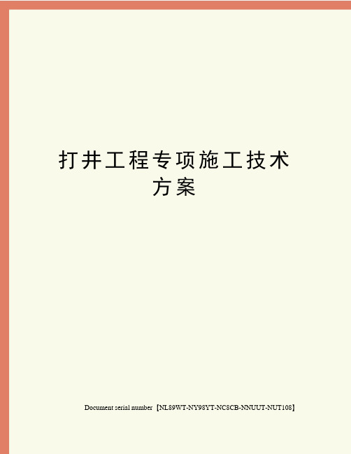 打井工程专项施工技术方案