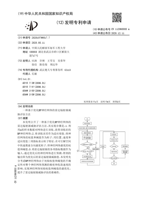 一种基于优化BP神经网络的雷达辐射源威胁评估方法[发明专利]