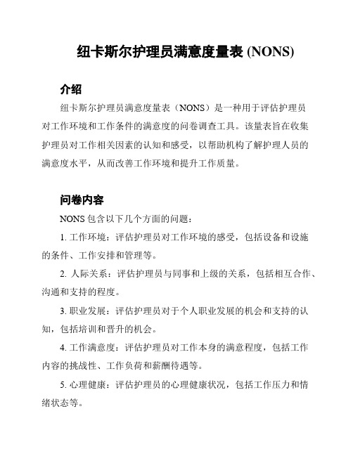 纽卡斯尔护理员满意度量表 (NONS)